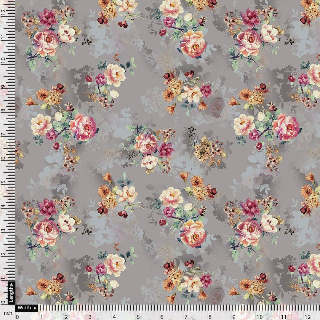 Beautiful Gradient Poppy And Orchid Flower Digital Printed Fabric - Weightless - FAB VOGUE Studio®