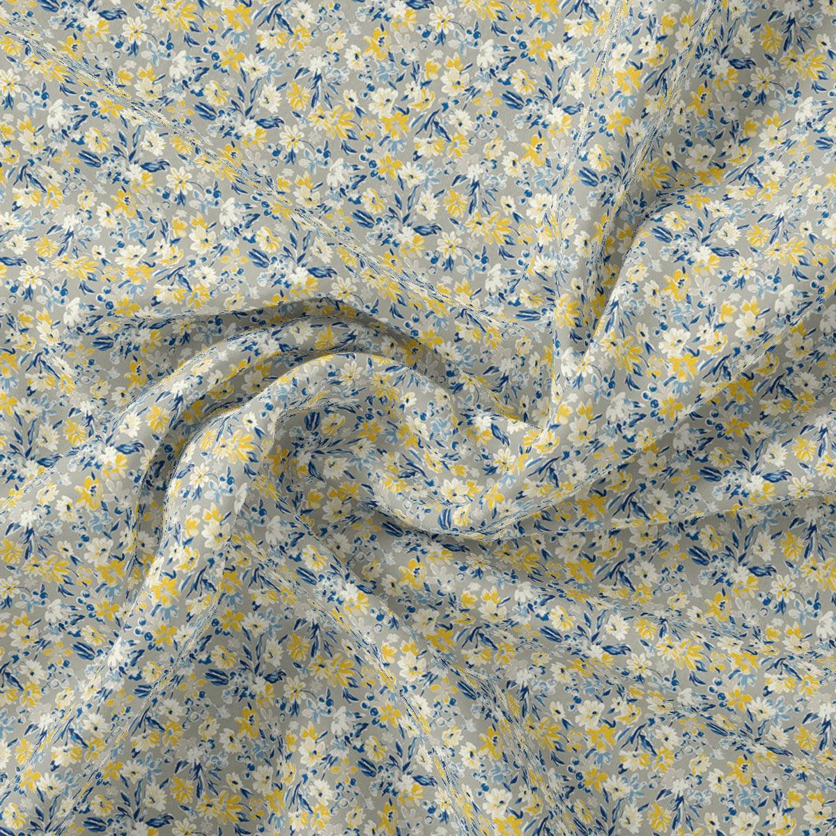 Gray Flower Weightless Printed Fabric - FAB VOGUE Studio®