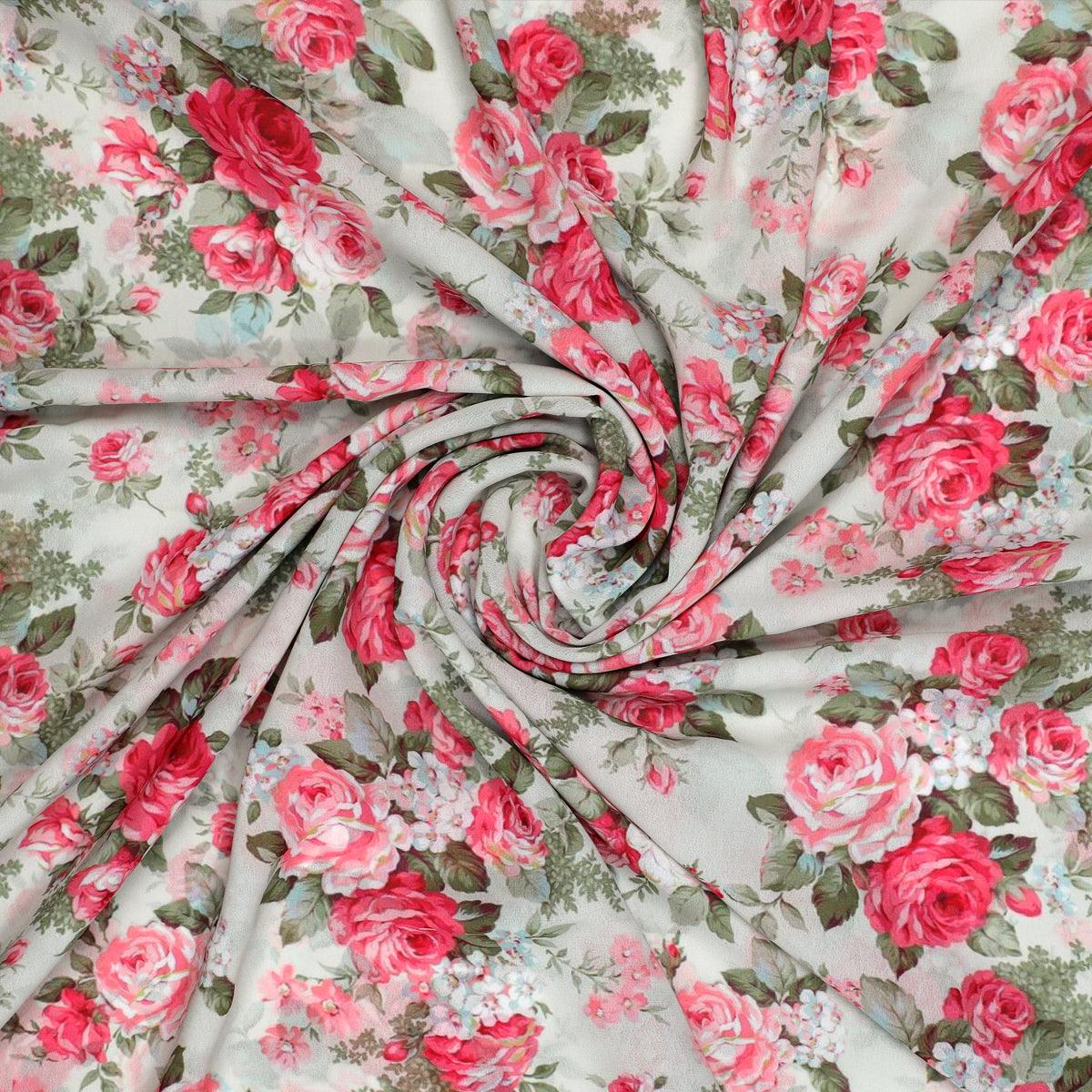 Beautiful Bunch of Roses Digital Printed Fabric - FAB VOGUE Studio®