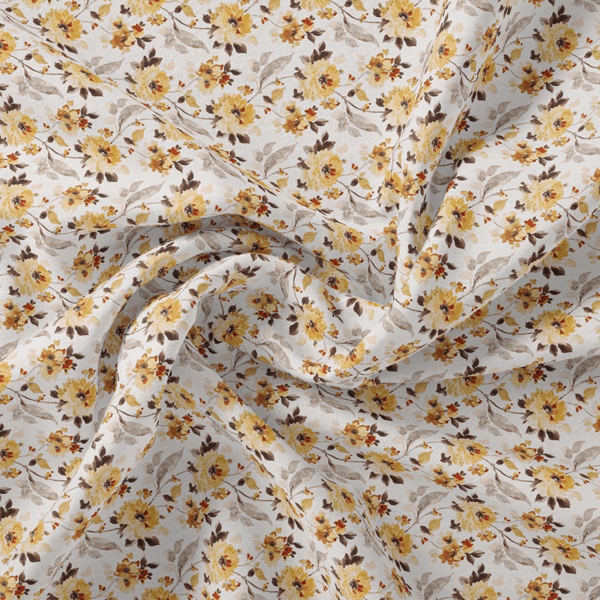 White Flower Weightless Printed Fabric - FAB VOGUE Studio®