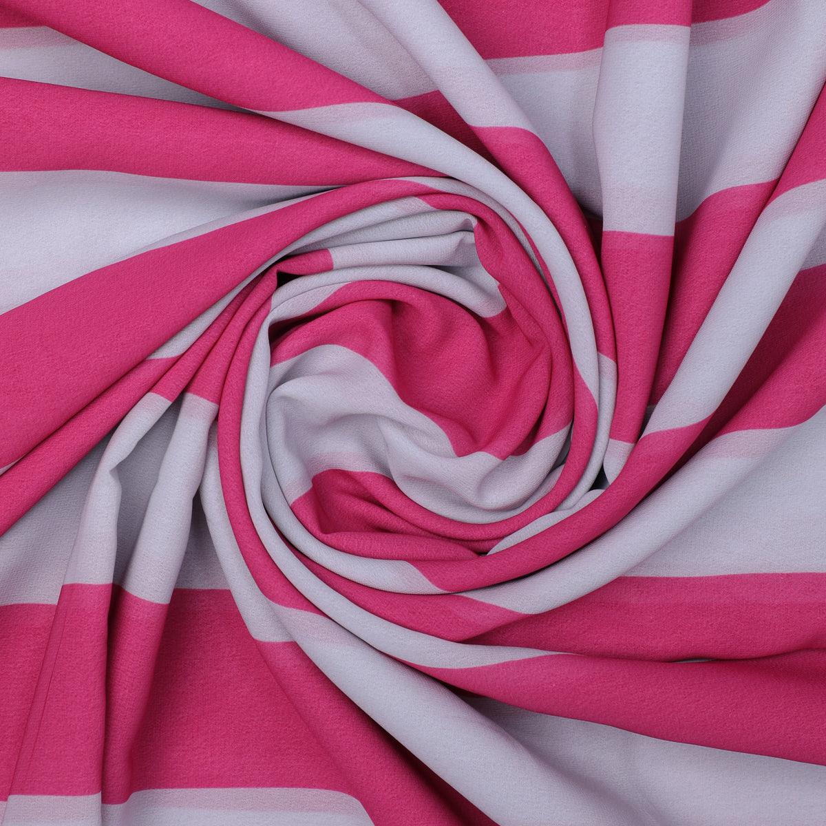 Peach And Pink Stripes Digital Printed Fabric - Weightless - FAB VOGUE Studio®