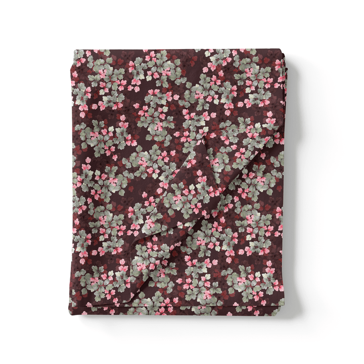 Beautiful Pink With Grey Leaves Digital Printed Fabric - Weightless - FAB VOGUE Studio®