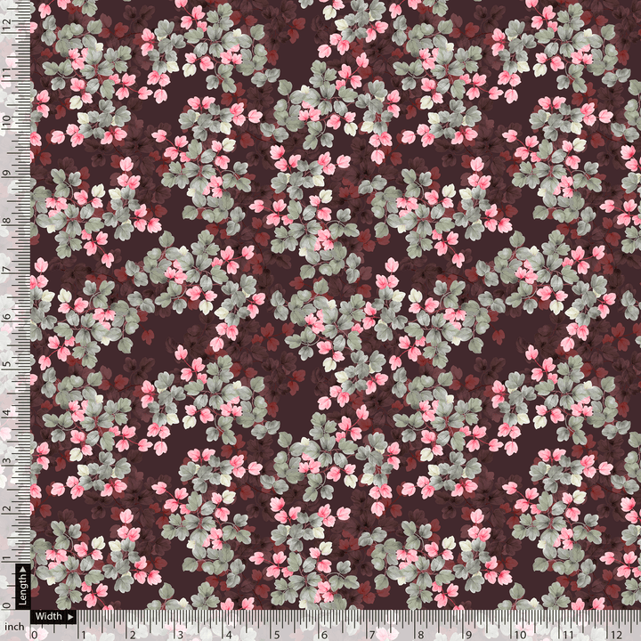 Beautiful Pink With Grey Leaves Digital Printed Fabric - Weightless - FAB VOGUE Studio®