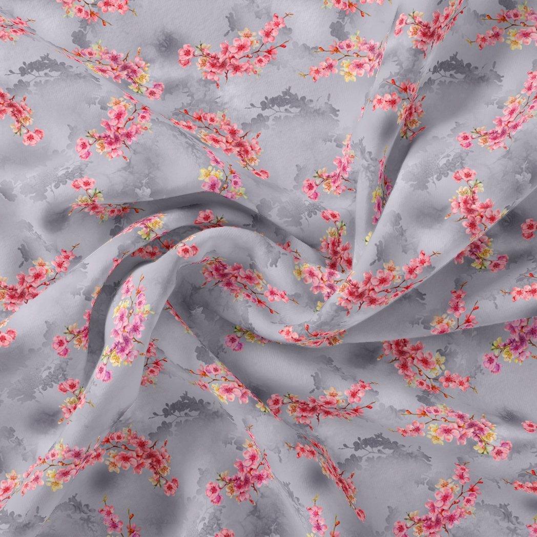 Tiny Pink Violet Floral Flower Digital Printed Fabric - Weightless - FAB VOGUE Studio®