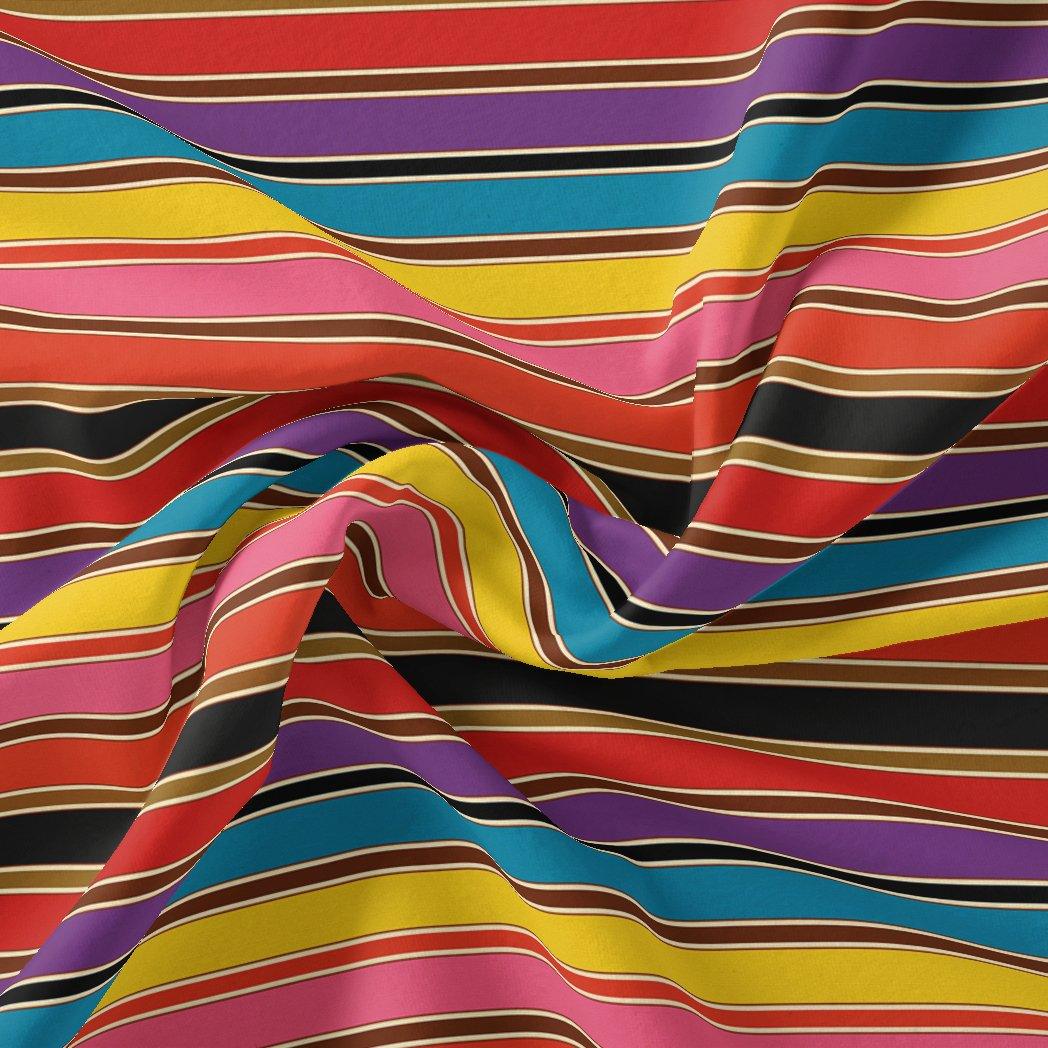 Coolest Regimental Strips Multicolour Digital Printed Fabric - Weightless - FAB VOGUE Studio®