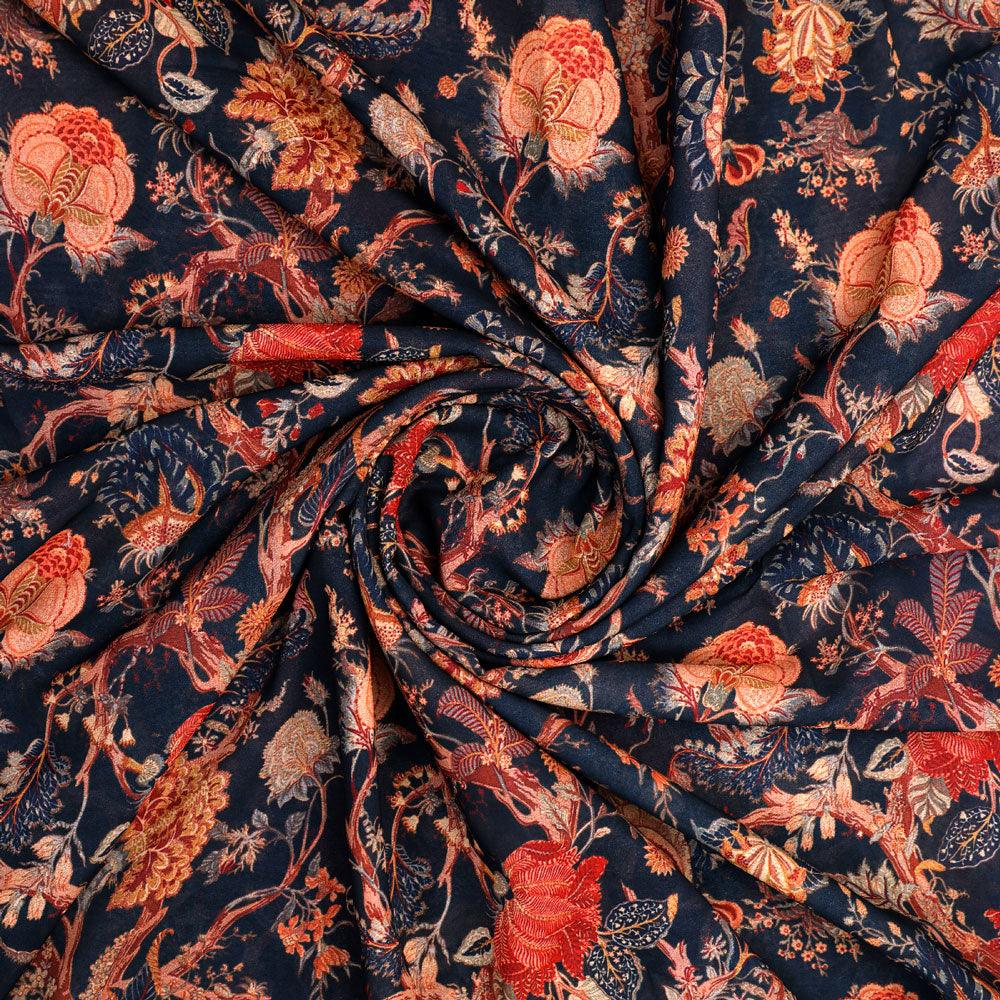 Japanese Chinoiserie Natural Digital Printed Fabric - Weightless - FAB VOGUE Studio®