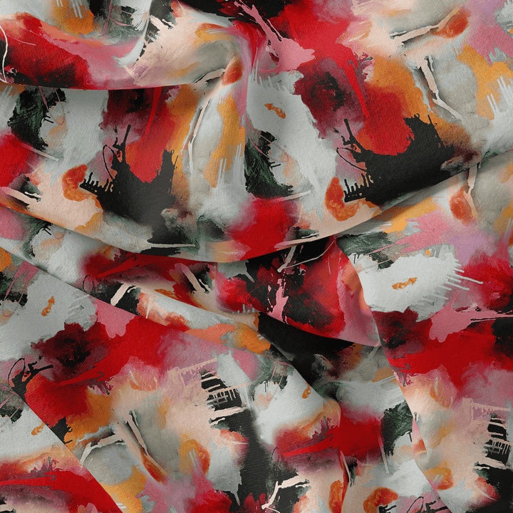 Morden Paint Of Art Multicolor Digital Printed Fabric - Weightless - FAB VOGUE Studio®